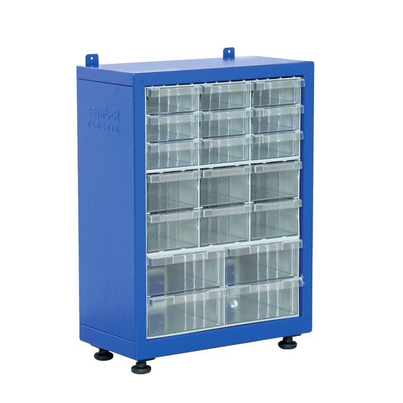 Skapis ar 19 plastmasas atvilktnēm TMD-120-113